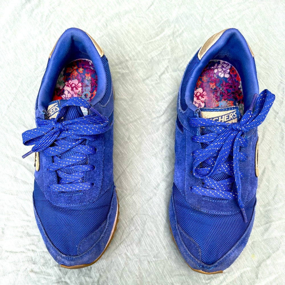 SKETCHERS Blue and Gold Fashion Sneakers Size 7.5